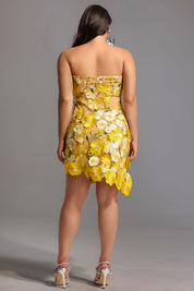 Sunlit Blossom Strapless Mini