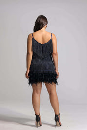 Starlit Plume Cocktail Dress