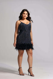 Starlit Plume Cocktail Dress