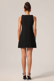 Black mini dress with ruffle straps