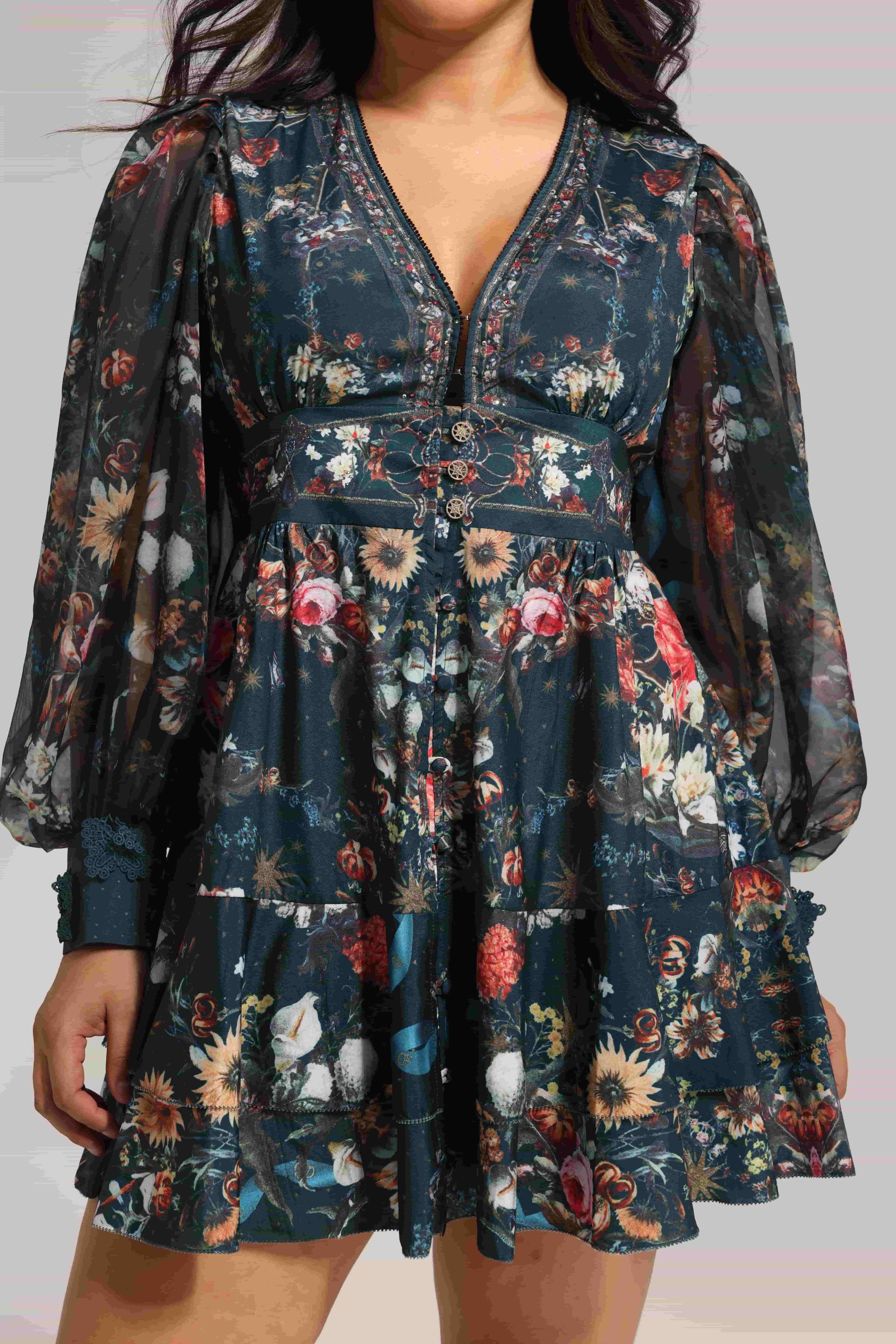Enchanted Garden Puff Sleeve Dress