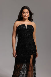 STRAPLESS SEQUIN GOWN