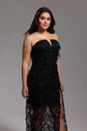 STRAPLESS SEQUIN GOWN