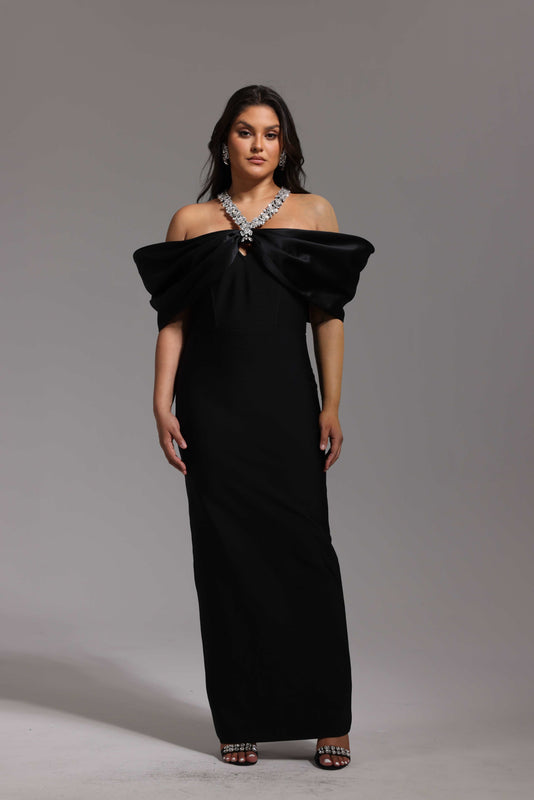 Scarlet Aurora Crystal-Halter Couture Gown