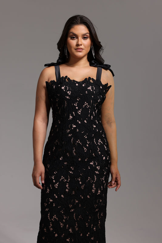 LACE GOWN WITH BOW STRAPS
