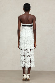 White Strapless Midi Dress