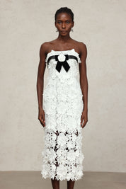 White Strapless Midi Dress