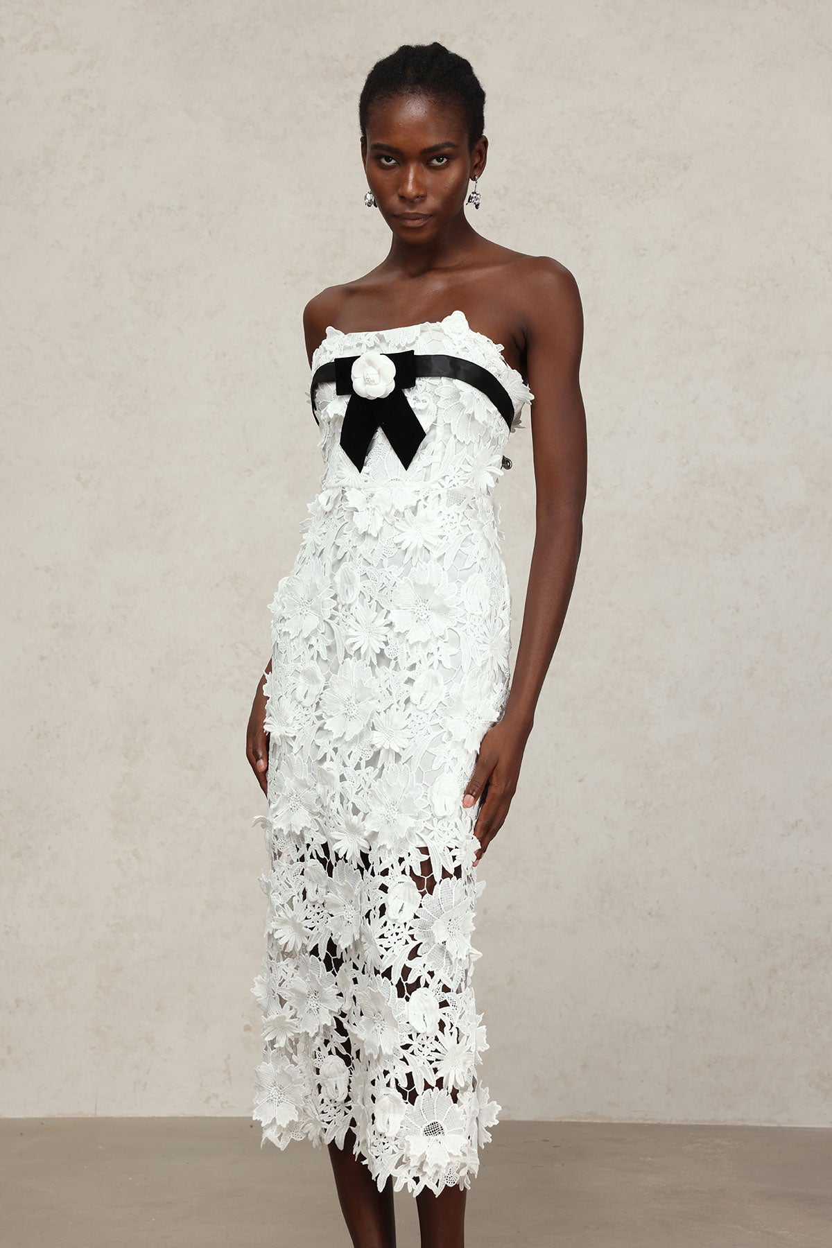 White Strapless Midi Dress