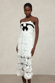 White Strapless Midi Dress