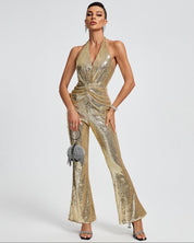 Golden Stardust Halter Jumpsuit