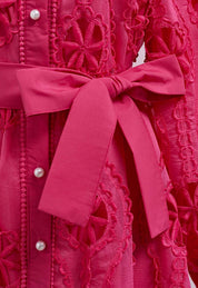 Magenta Pearl Lace Shirt Dress