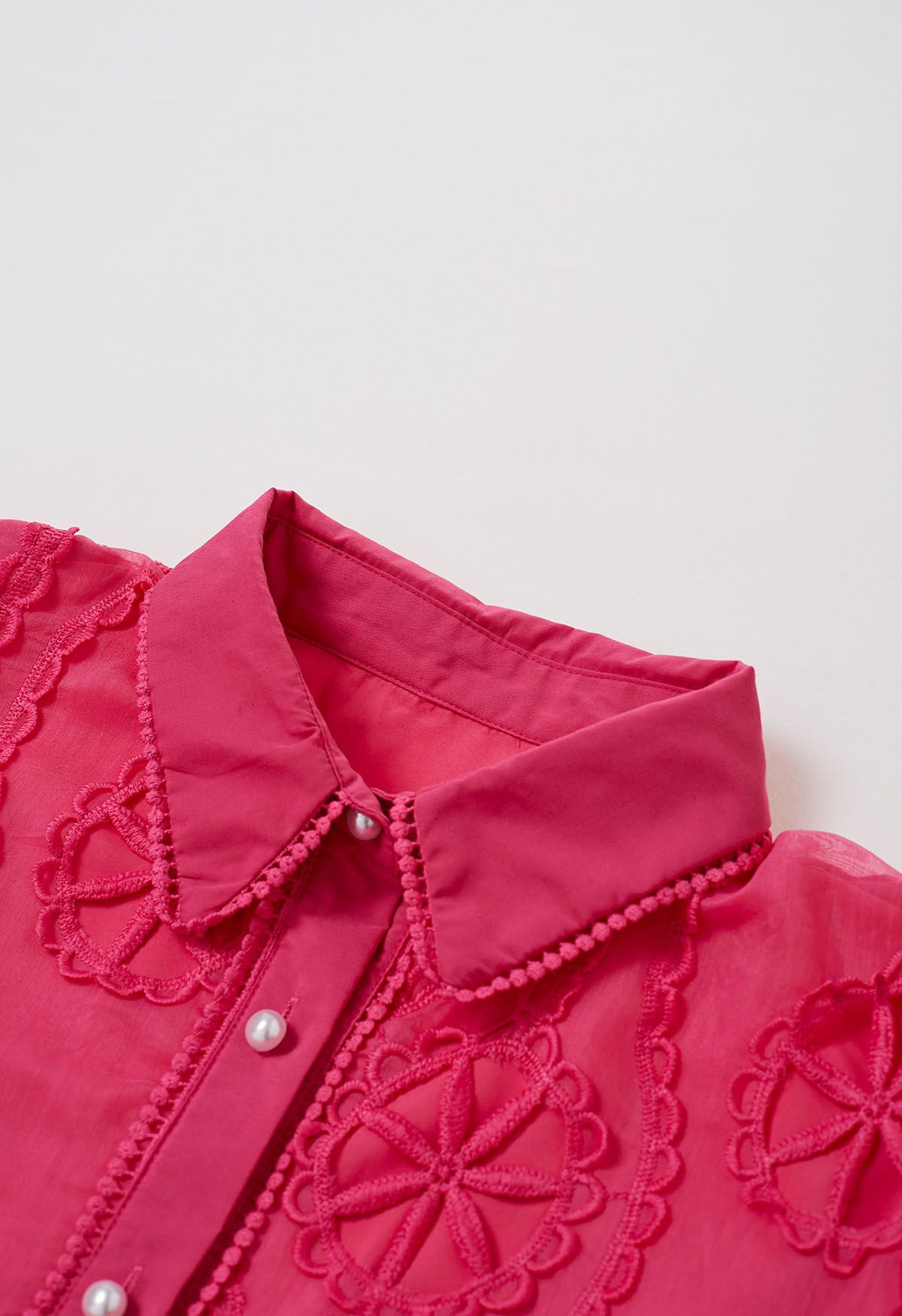 Magenta Pearl Lace Shirt Dress