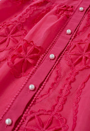 Magenta Pearl Lace Shirt Dress