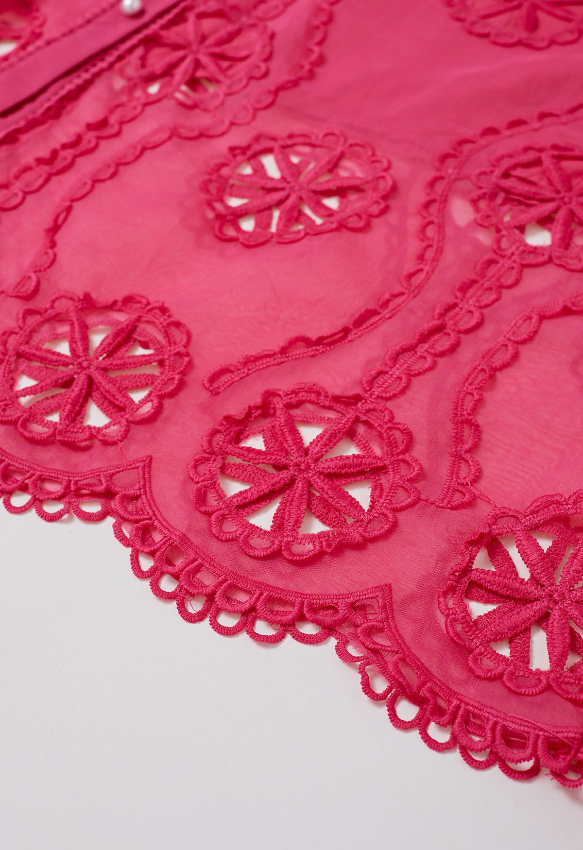 Magenta Pearl Lace Shirt Dress