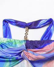 Azure Mirage Cut-Out Mini Dress