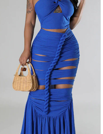 Shadow Siren Ruched Cutout Gown