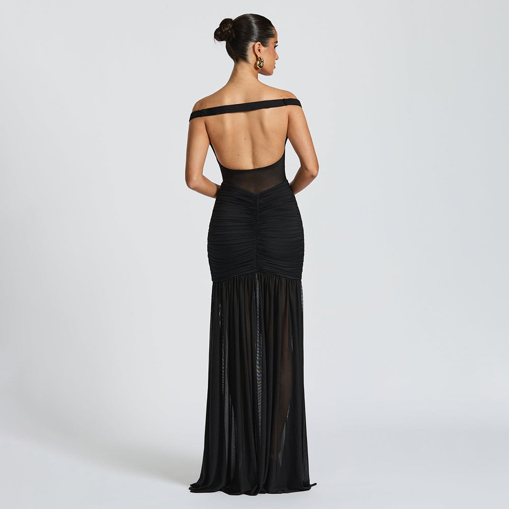 Olive Mirage Off-Shoulder Dress