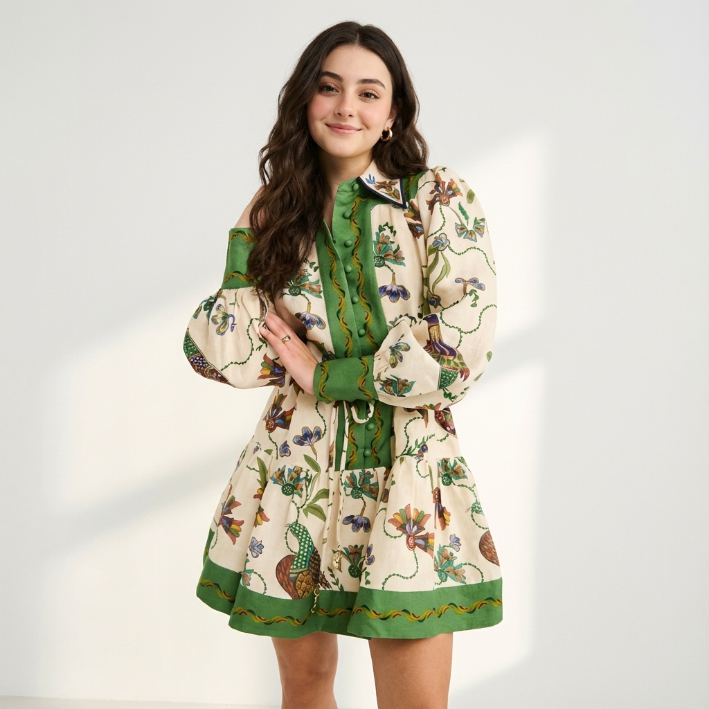 Verdant Bloom Mini Dress