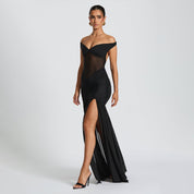 Olive Mirage Off-Shoulder Dress