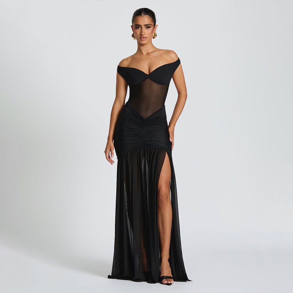 Olive Mirage Off-Shoulder Dress