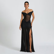 Olive Mirage Off-Shoulder Dress