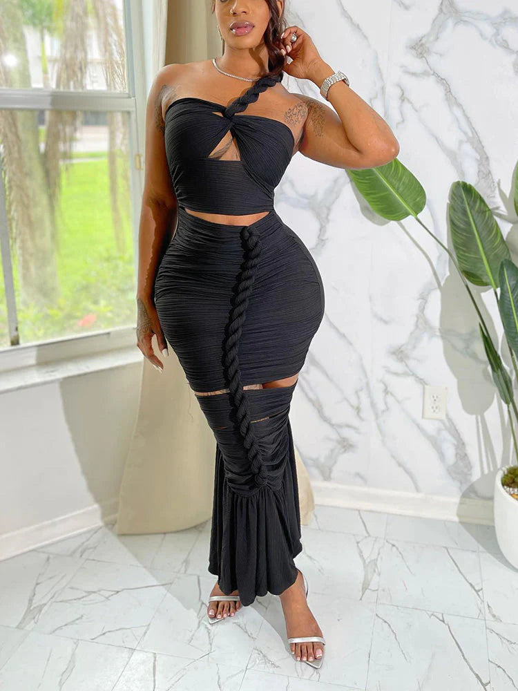 Shadow Siren Ruched Cutout Gown