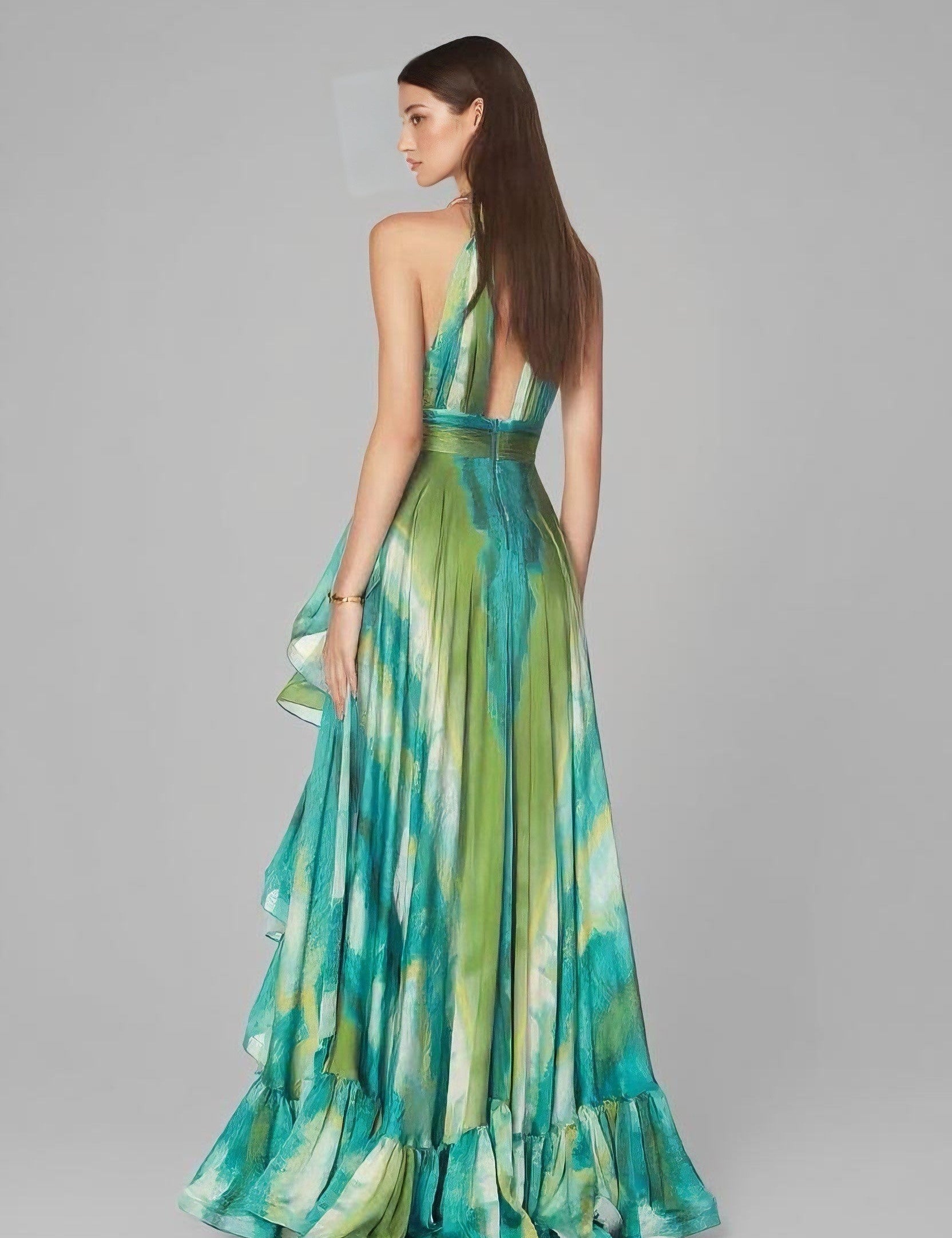 Halter Neck Smudged Printed Dress - thelatestlabels