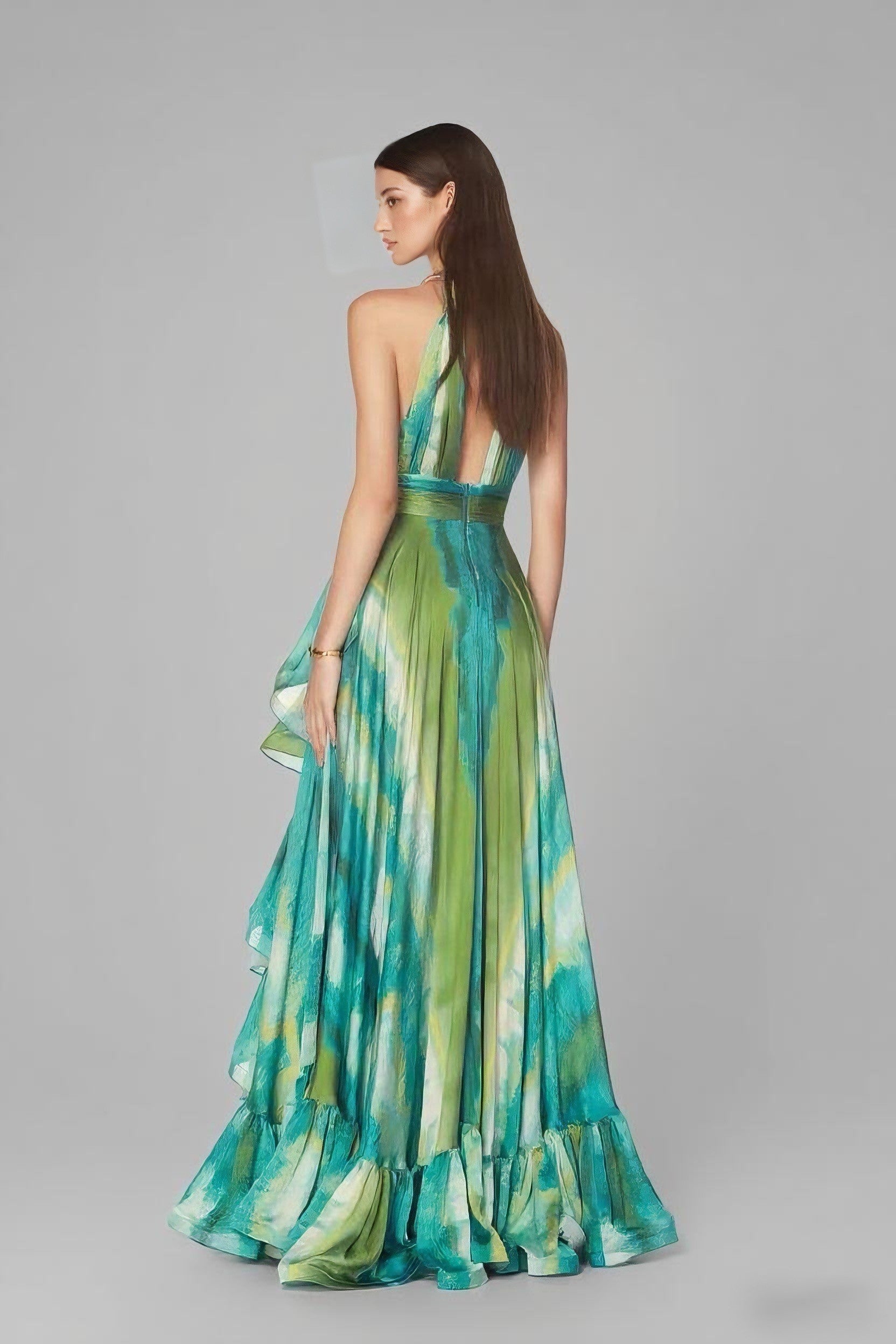 Halter Neck Smudged Printed Dress - thelatestlabels