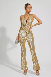 Golden Stardust Halter Jumpsuit