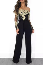 Golden Empress Off-Shoulder Jumpsuit