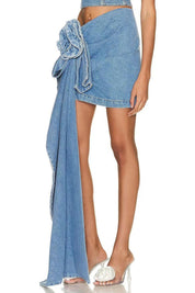 Statement Bow Denim Mini Skirt