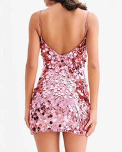 Pink Sequin Mini Slip Dress