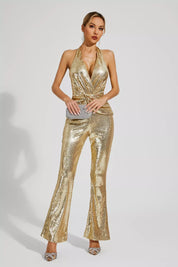 Golden Stardust Halter Jumpsuit