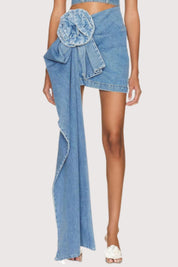 Statement Bow Denim Mini Skirt