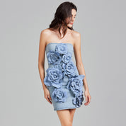 Denim Bloom Mini Dress