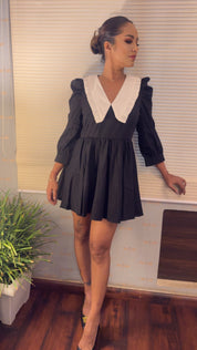 Classic Collar Puff Sleeve Dress