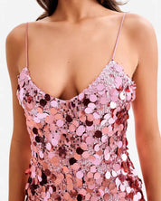 Pink Sequin Mini Slip Dress