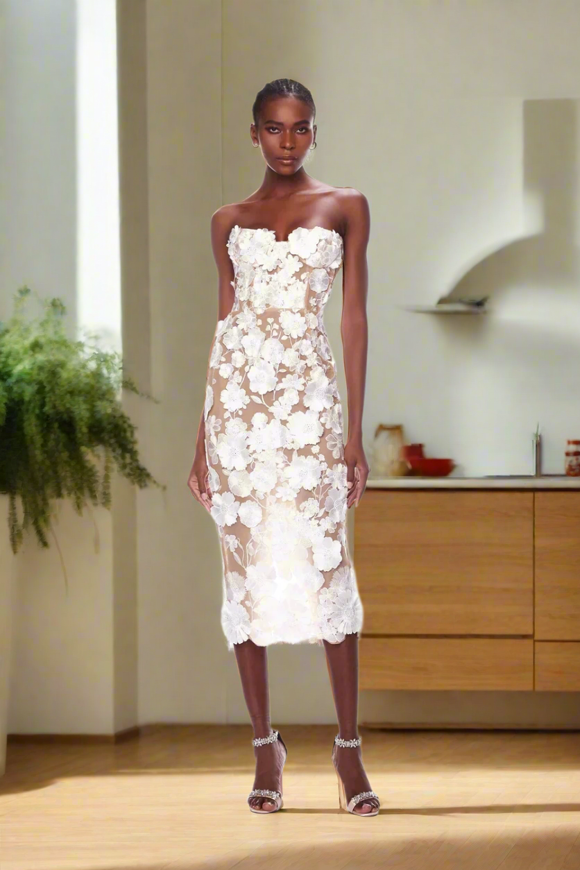 Petal Whisper Strapless Dress