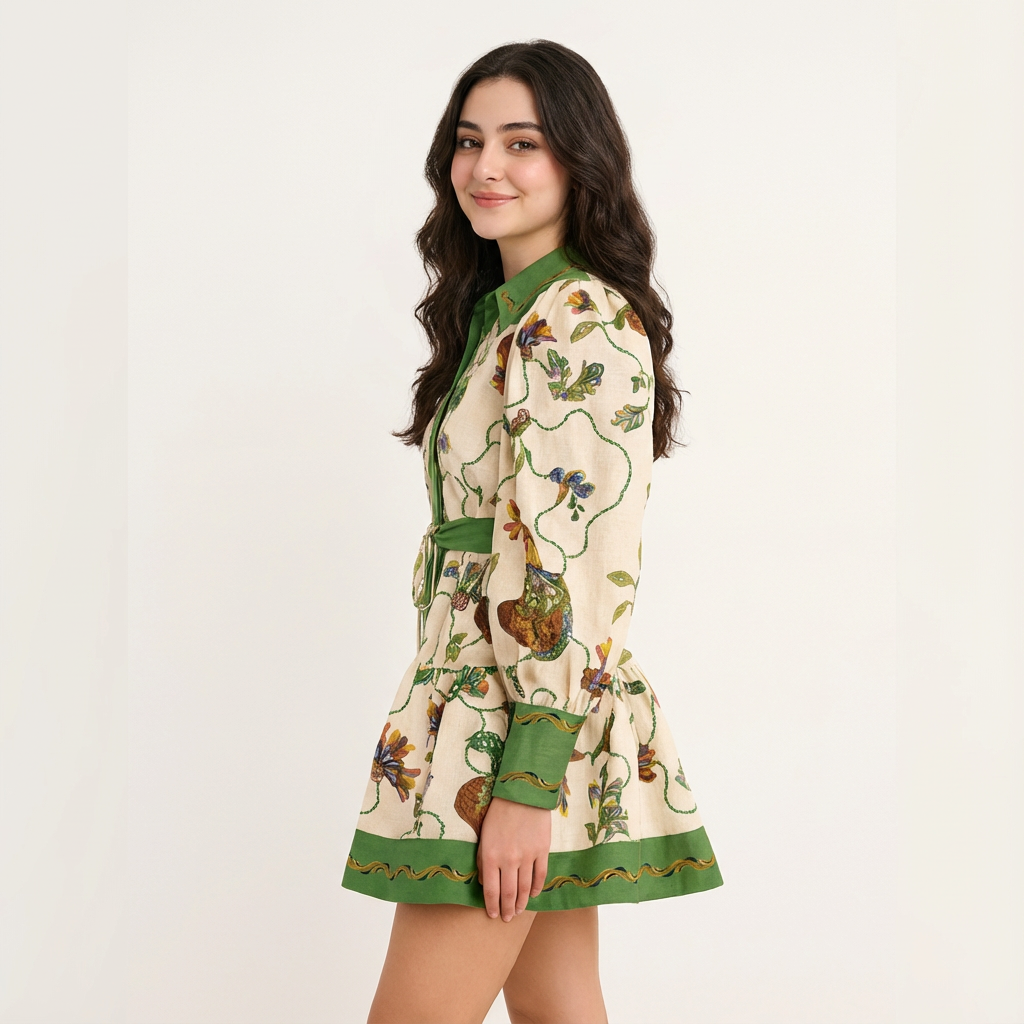 Verdant Bloom Mini Dress