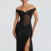 Olive Mirage Off-Shoulder Dress