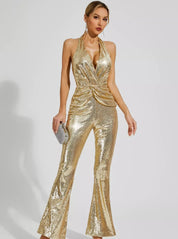 Golden Stardust Halter Jumpsuit