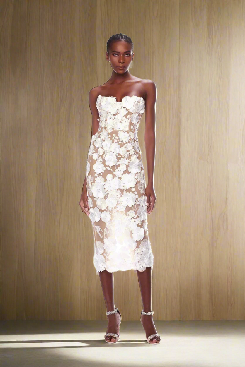 Petal Whisper Strapless Dress