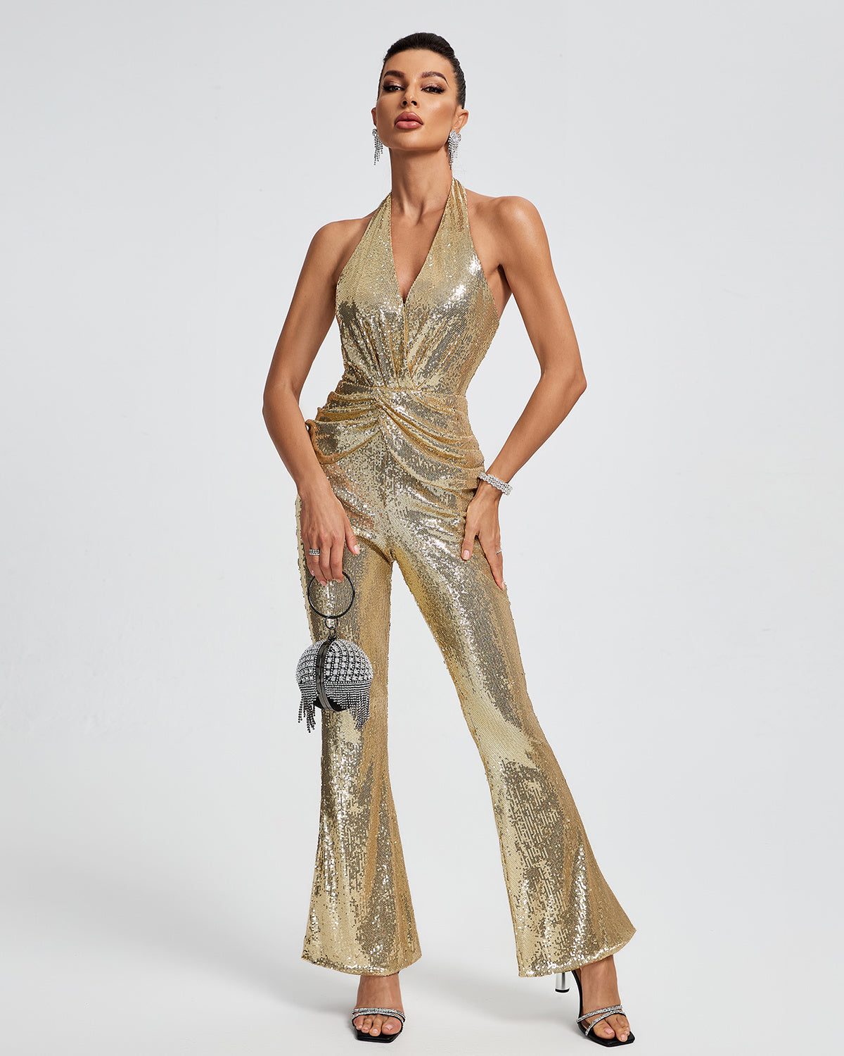 Golden Stardust Halter Jumpsuit