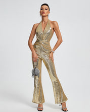 Golden Stardust Halter Jumpsuit