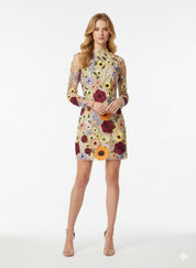 Midnight Garden Embroidered Mesh Dress