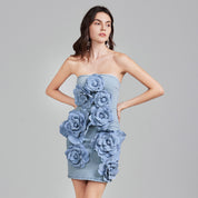 Denim Bloom Mini Dress