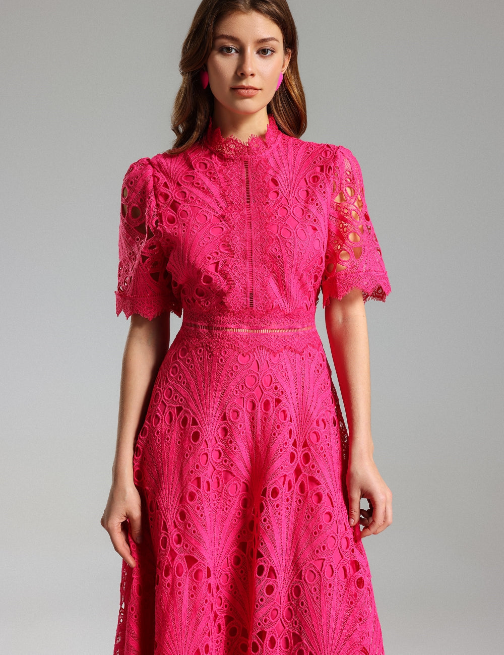 Fuchsia Elegance Midi Label Dress