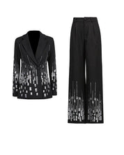 High-Waist Sequin Wide-Leg Pants