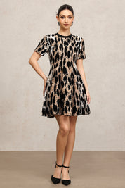 Sparkling Leopard Print Mini Dress - Effortless Glamour for Every Occasion