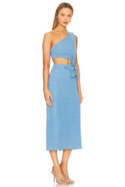 Azure Bloom Midi Dress
